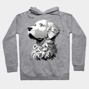 Stunning and Cool Curly-Coated Retriever Monochrome and Gold Portrait for Father's Day Hoodie